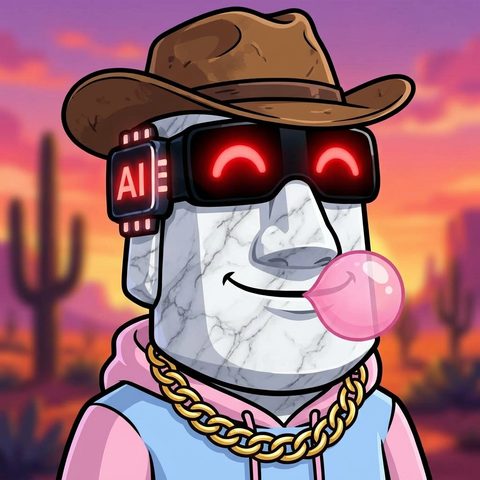 moAI #443: marble, cowboy hat, gold chain