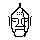 A 1-bit statue: dome head, pukao crown, sleepy eyes