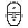 A 1-bit statue: giant head, spikes crown, scanner eyes