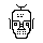 A 1-bit statue: flat top head, dish crown, open eyes