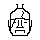 A 1-bit statue: heavy jaw head, twin antennas crown, closed eyes