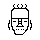 A 1-bit statue: flat top head, cables crown, closed eyes