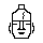 A 1-bit statue: square jaw head, pukao crown, wide eyes