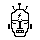 A 1-bit statue: classic head, triple antenna crown, sleepy eyes