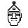 A 1-bit statue: bullet head, cables crown, visor eyes
