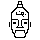 A 1-bit statue: tall head, double pukao crown, hollow eyes