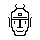 A 1-bit statue: classic head, horns crown, vertical eyes