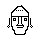 A 1-bit statue: bullet head, none crown, open eyes