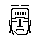 A 1-bit statue: block head, halo crown, scanner eyes