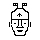 A 1-bit statue: classic head, solar wings crown, squint eyes